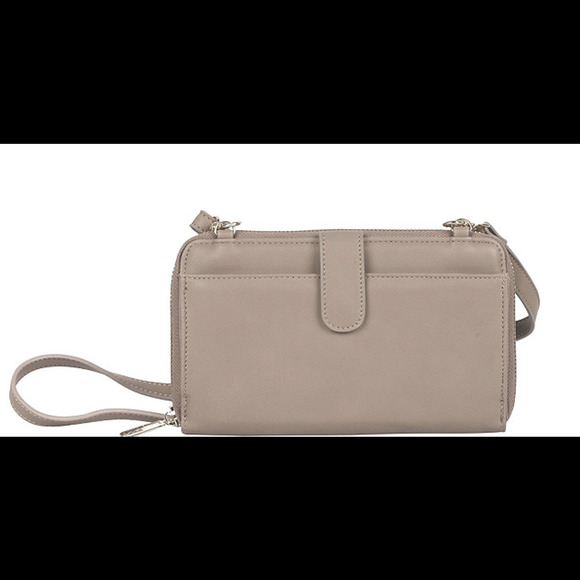 Karla Hanson RFID Blocking Leah Crossbody Phone Wallet Beige - Picture 2 of 3